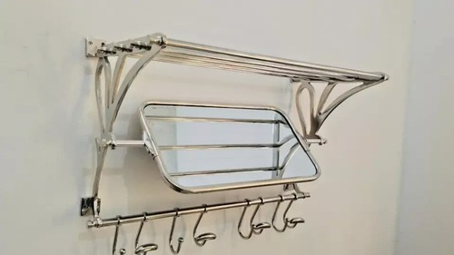 31" Nickel Finish Rack Wall Mount Bathroom Accessories Shelf Towel Rack Aluminiu - Picture 5 of 17
