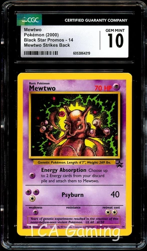 CGC 10 GEM MINT Mewtwo # 14 WOTC Black Star PROMO Pokemon Card 219