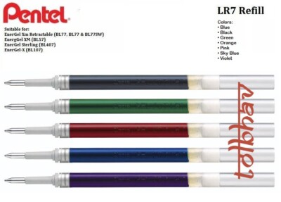 Pentel LR7 EnerGel Roller Liquid Gel Pen Refill Medium 0.7mm Blue Black Red Pink