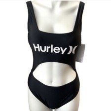 Hurley HRO1006 Women's Sz S Black One Piece Cutout Monokini Swim Suit