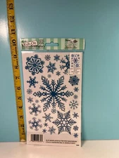 2009 Ez rub on Blue Snow Flakes Glitter 1 #Roy1651G  rub -on transfers.