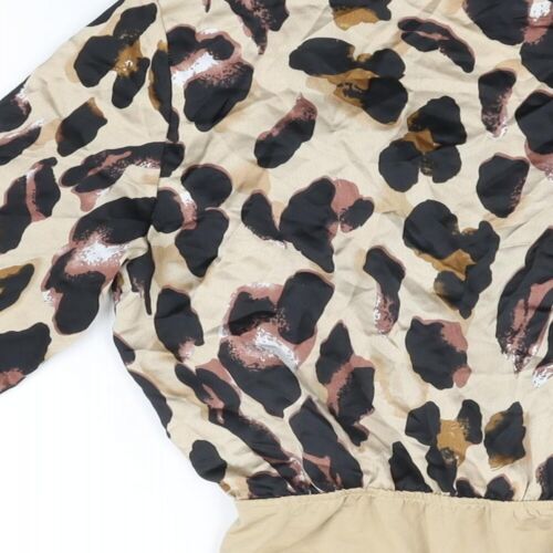 In the Style Womens Beige Animal Print Polyester Bodysuit One-Piece Size 10 Snap - Picture 4 of 10