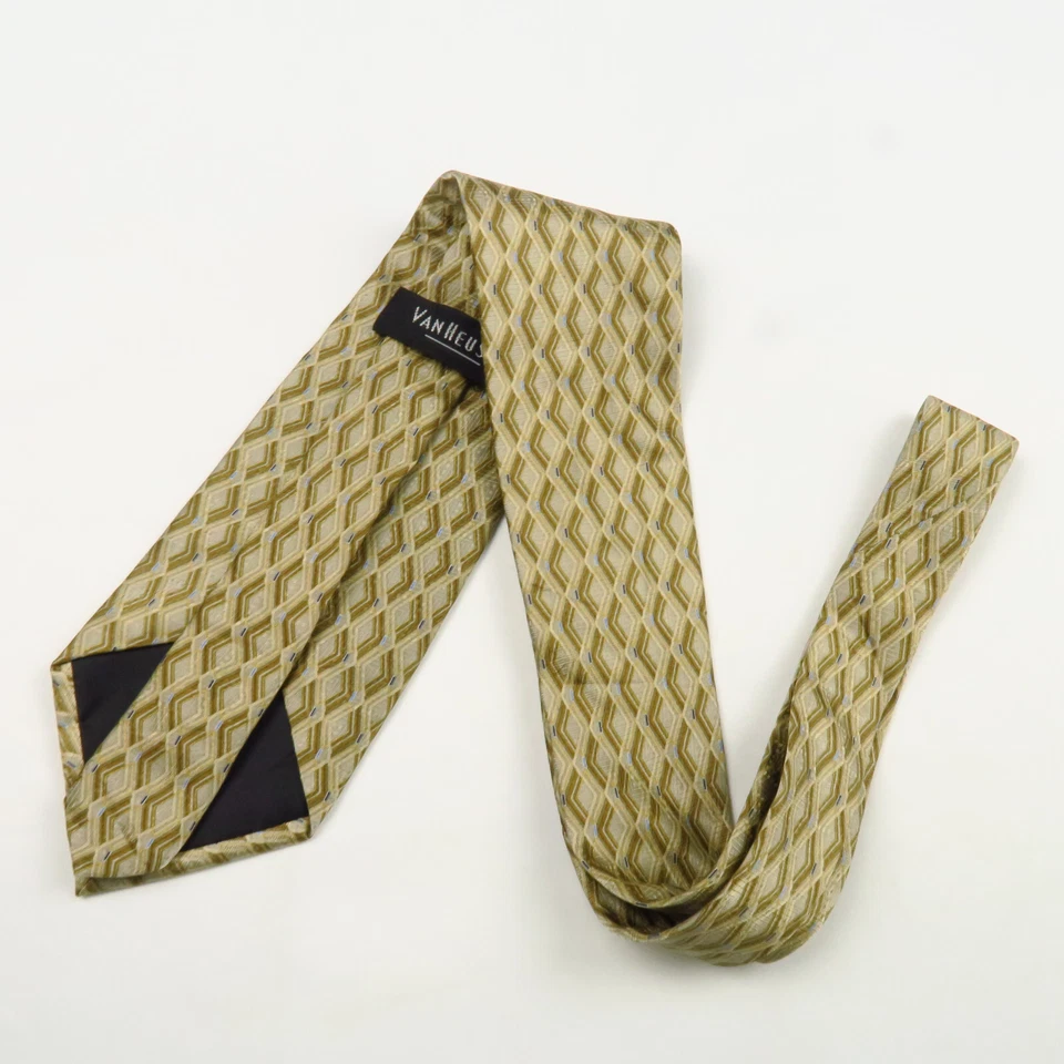 Corbata Van Heusen 3D Tejida Patrón Dorado Azul Para Hombre 60x3.75 Seda Larga Clásica Foto 4 de 4