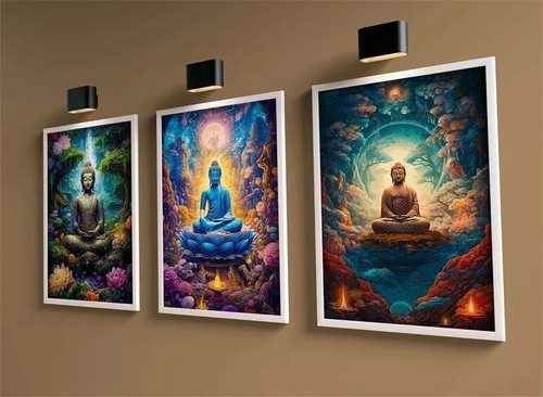 Stone Ancient Buddha Meditation Wall Art | Serene Landscape Canvas Print | Zen H - Picture 4 of 22