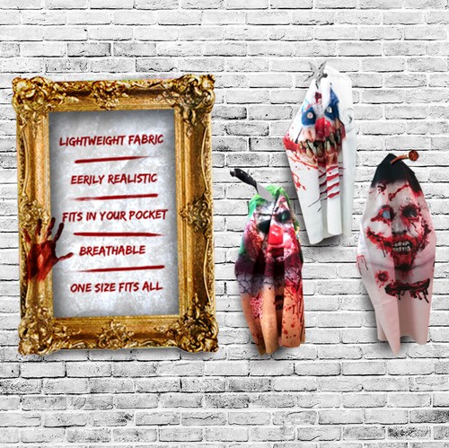 3D Effekt Gesicht Skin - Rot Haar Killer Clown - Stoff - Halloween Maske - Bild 9 von 12