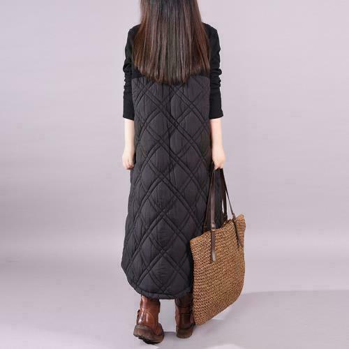 Women's Quilted Maxi Long Dress High Neck Robe Thicken Warm Slim Fit Cotton Chic - Picture 8 of 14