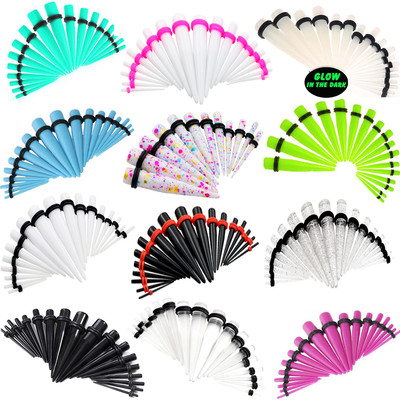 12-18PC Ear Taper Stretching Kit 14G-20MM Beginner Gauges Acrylic Taper Plug Set