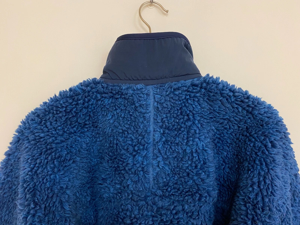 PATAGONIA Retro X Cardigan Blue Canyon Birds Waves Deep Pile Fleece VTG 2004 - S