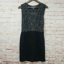 Ann Taylor Loft Womens Sheath Dress Sleeveless Sz 4 Black Multi Color Above Knee