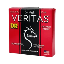 Three sets of DR VTE-10 Veritas Quantum Nickel Electric Guitar Strings 10-46