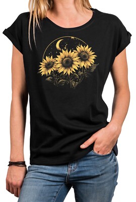 Damen T-Shirt mit Blumenmuster Florales Blumenshirt Blumenprint Top Blumen Print