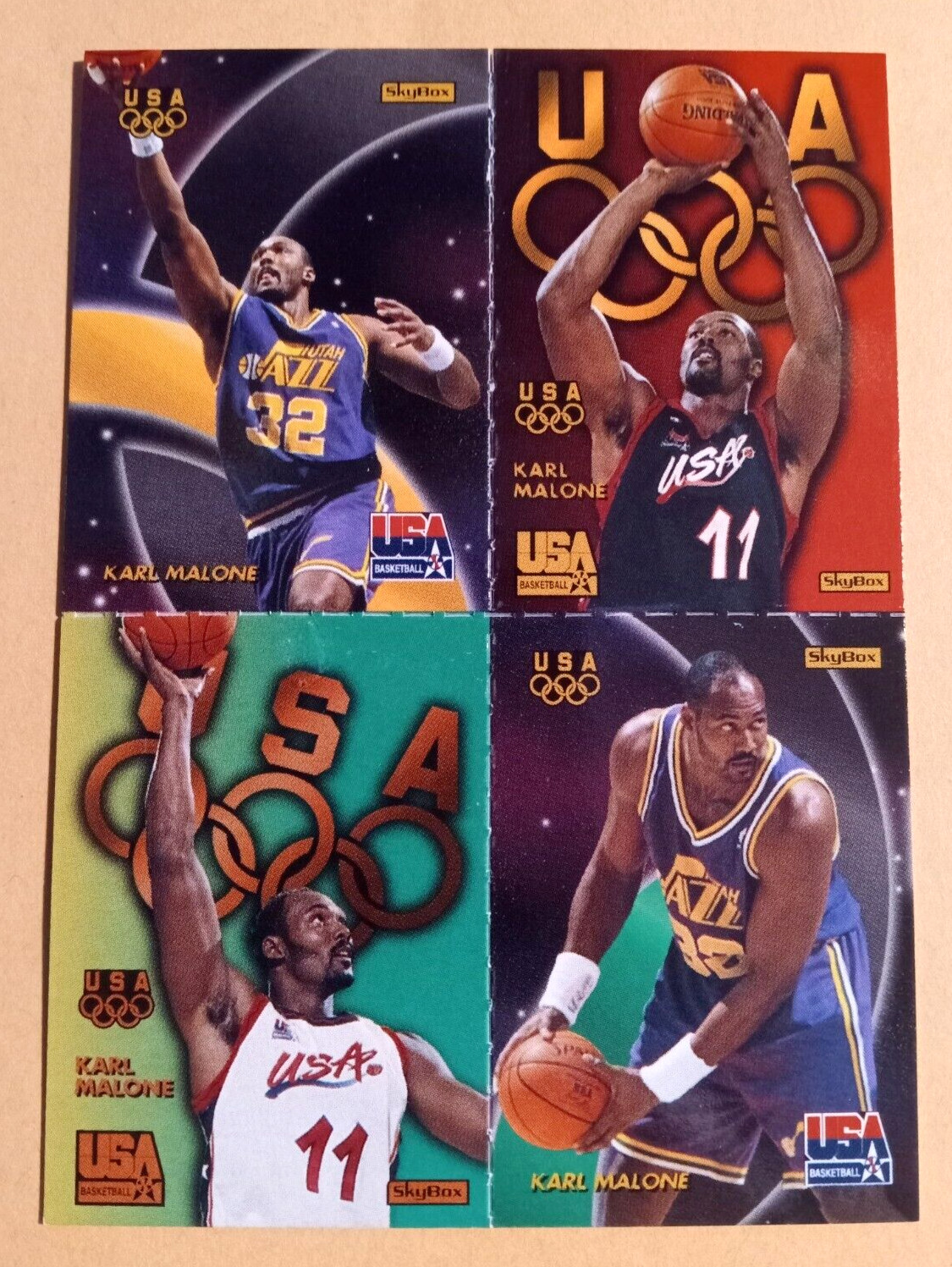 1996 Skybox USA Basketball Quads Karl Malone #Q3 Olympic Card