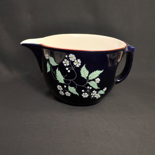 Hall Blue Garden Batter Bowl Pitcher Cobalt White Red Trim Original 1939-1953