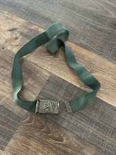 1950'S GIRL SCOUT GREEN STRETCH BELT WITH GUNMETAL SLIDE STAMPED BUCKLE