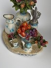 Vintage Teapot Teacup Fruit Basket Vase With Flowers Detailed Oval Candle Topper — photo 10