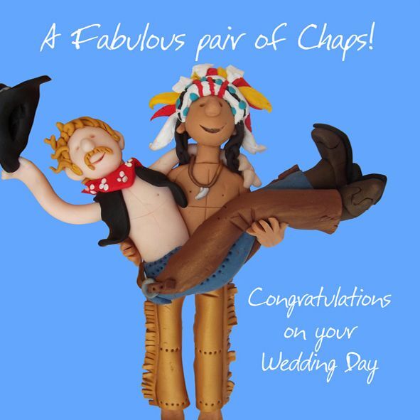 Wedding Day Card - Gay Couple Civil Partnership Male Chaps One Lump Or Two