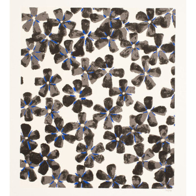 Donald Sultan Black and Blue Wallflowers Unframed