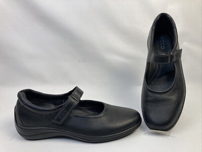 ECCO Black Leather Mary Jane Loafers Work Dress Shoes Women s Sz 10-10.5 EUC