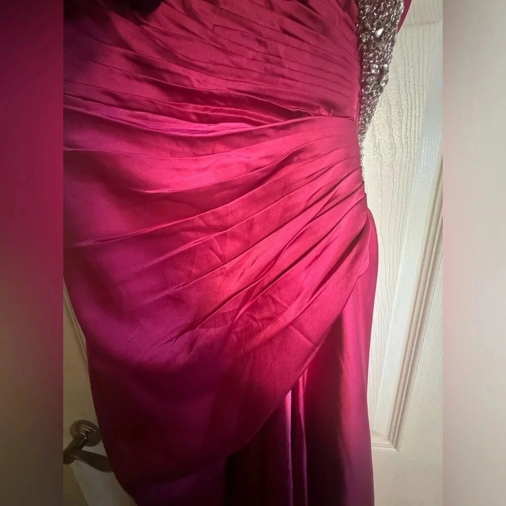Mac Duggal women's Hot Pink strapless/strapped Ruched Satin Dress 11691 sz 6 NWT image 10