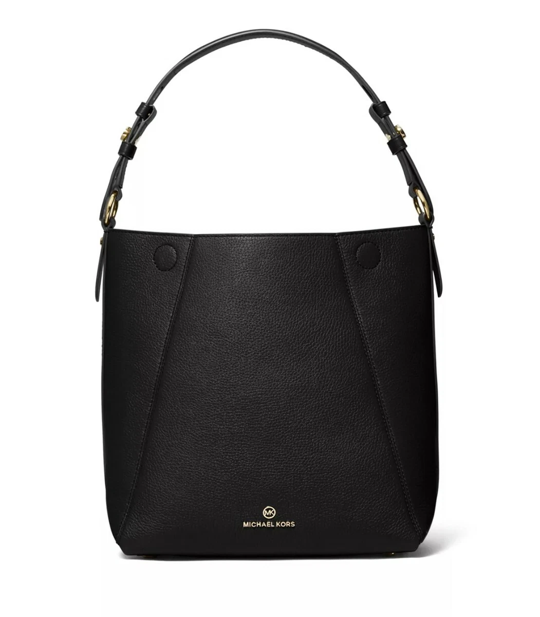 Michael Kors Lucy Black Leather Medium Hobo Shoulder Bag
