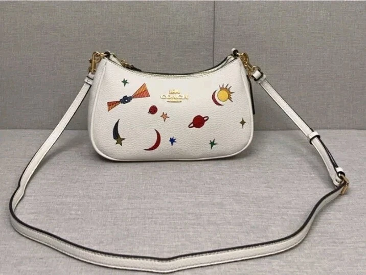 Borsa a tracolla Coach X Observed By Us Teri nuova con etichetta in pelle con stampa gesso