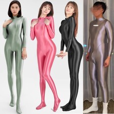 AMORESY Women Glossy Jumpsuit Overall Leotard Bodysuit CatsuitZentai Tights Gym