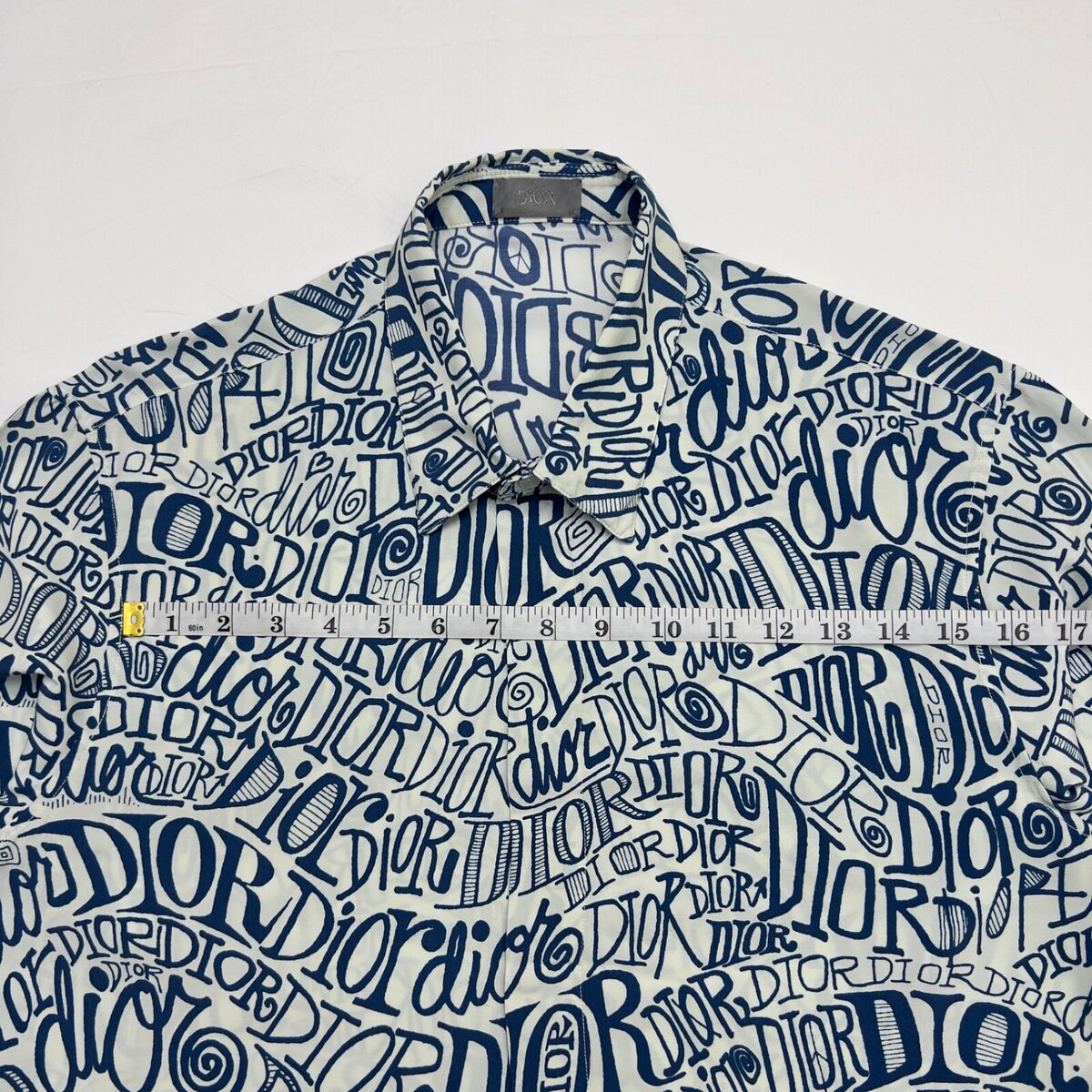Dior x Shawn Stussy White & Blue Swirl Logo Printed Shirt Dior x Shawn Stussy White & Blue Swirl Logo Printed Shirt