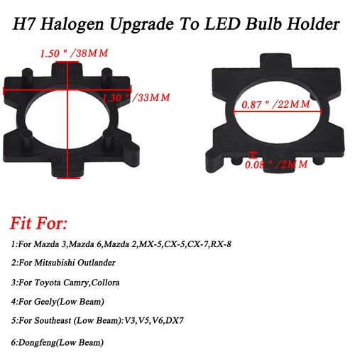 H7 LED Headlights Bulb Adapter Socket Base Retainer Holder For Benz Fits Hyundai - Picture 9 of 24