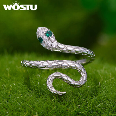 Elegant Snake Ring CZ 24K Gold Filled Serpent Ring, Adjustable Micro Pave Zirconia  main image 2