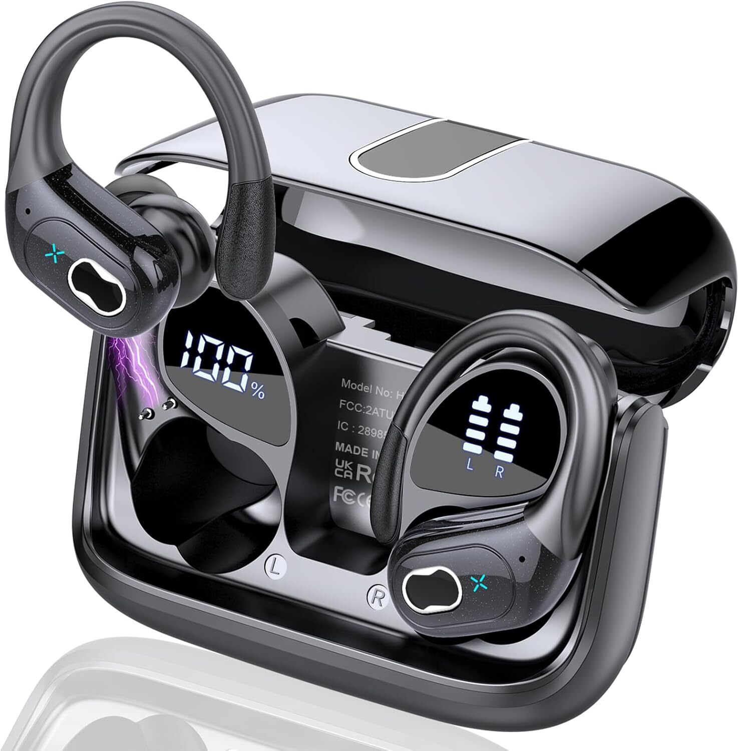 75hr Play Wireless Earbuds Bluetooth 5.3 Sport Headphones 2024 Black-image