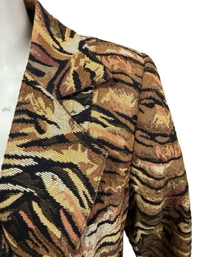 DONNA VINCI COUTURE tigre stampa animalier arazzo cappotto midi donna taglia 14 - Foto 3 di 11