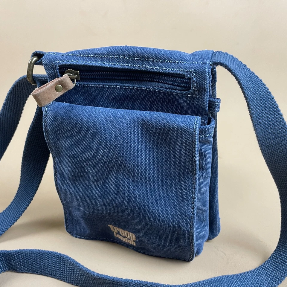 Bolso de Viaje Troop London Azul Lona Paquete Lateral Bandolera Correa Pequeña Mini Bolsa Foto 3 de 4