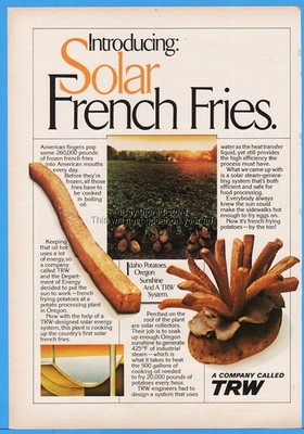 1979 TRW System French Fries Idaho Potatoes Oregon Sunshine Solar Steam Power Ad