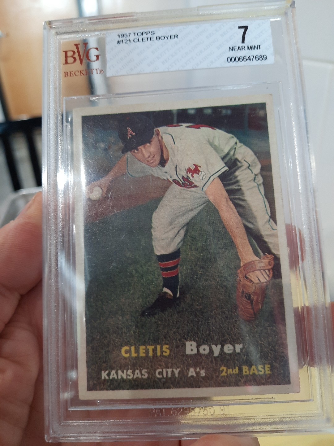 1957 Topps Cletis Boyer BVG 7 Near Mint 121 Kansas City A's MLB Baseball NM L