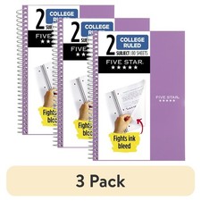 3-Pack Spiral Notebook 2 Subject College Ruled 6 x 9.5 Inch Amethyst Purple
