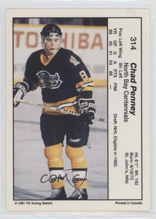 1990-91 7th Inning Sketch OHL Chad Penney #314 - Image 2 of 2