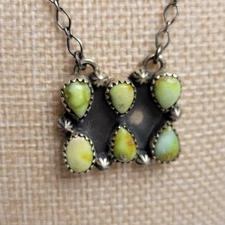 6-Stone Palomino Necklace 20" 925 Sterling Silver. Detailed Artisan Metalwork