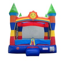 Premium Inflatable Bounce House Rainbow Smile Castle Jumper with Blower Open Box