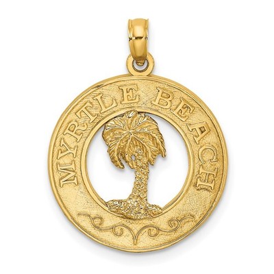 14K MYRTLE BEACH mit Palme Kreis Bettelarmband Halskette