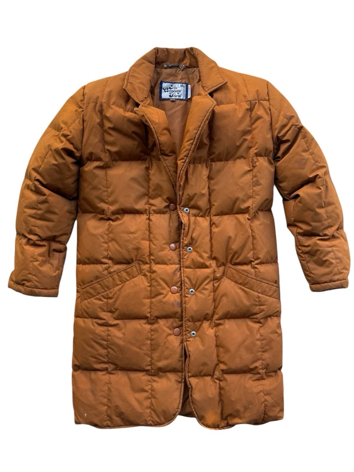 Abrigo parka largo de plumón vintage The Company Store para mujer trinchera marrón óxido Foto 2 de 4