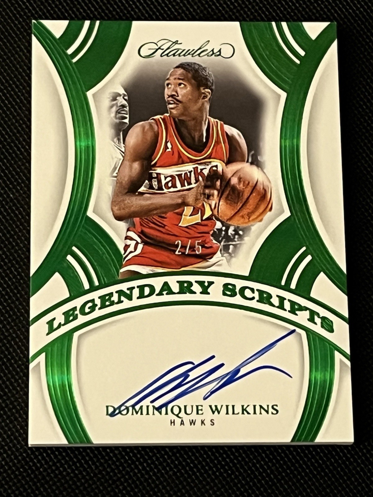2024-25 Panini Flawless Legendary Scripts Emerald Dominique Wilkins AUTO /5 SSP