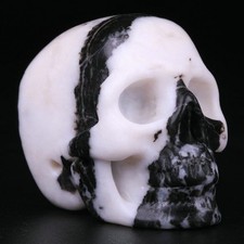 2.0" Zebra Jasper Carved Crystal Skull, Realistic, Crystal Healing