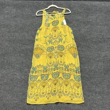 Anthropologie Dress Womens 8 Yellow Motif Maxi Sleeveless Lined Boho Floral New