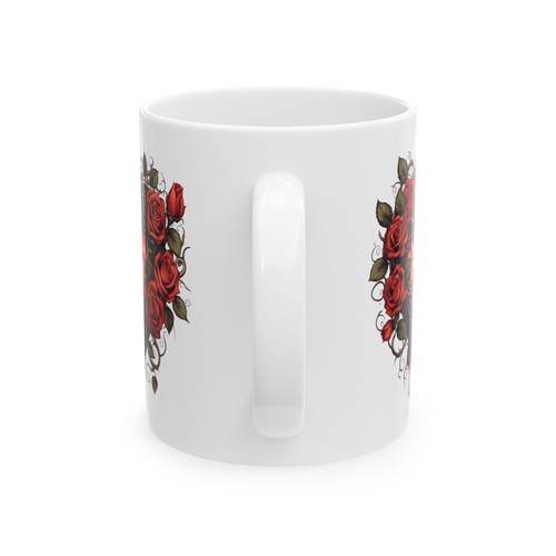 Corazón sangrante de rosas: romance gótico, pasión espinosa, taza de café simbólica - Imagen 4 de 9