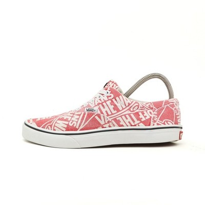 VANS Herren Authentic Sneaker Weiß/Rot Leinwand Low-Top Wall Skate-Schuhe EU 39