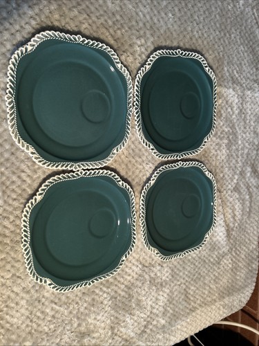 Harkerware CORINTHIAN 8-teiliges türkisfarbenes Snack-Set GADROON EDGE - QUADRATISCHES Set - Bild 2 von 7