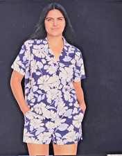 Pajama Set Purple Woven Soft Floral With Pockets Button Up Women's Large By Gap
