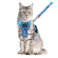  Cat Harness and Leash Set for Walking, Medium (13-18lb) H604 Pro Ocean Blue