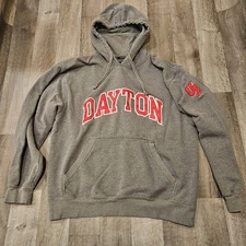 Vtg BIG COTTON Gear for Sports Large Mens University Of Dayton Hoodie Sweatshirt