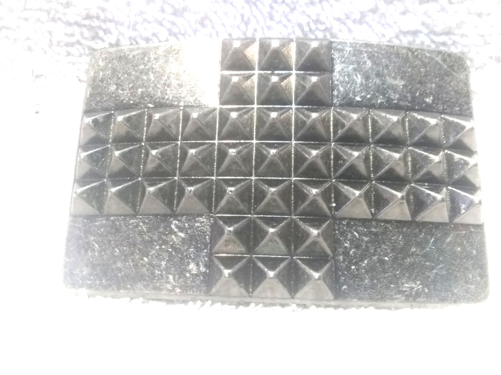 Silver Triple Row Pointed X Pattern Rectangle Bel… - image 2